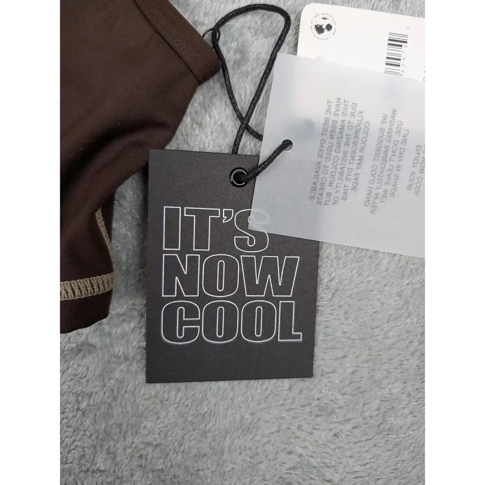 It's Now Cool The Contour Zip Crop Brown Tortoise Size L NWT